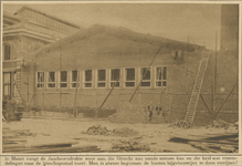 870408 Afbeelding van de bouw van een bijgebouw voor de Jaarbeurs tussen de Korenbeurs en het vaste Jaarbeursgebouw op ...
